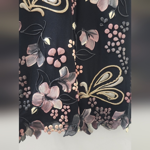 Vintage Ema Savahl Black Floral Embroidered V-Neck Dress, Small. - Picture 3 of 16